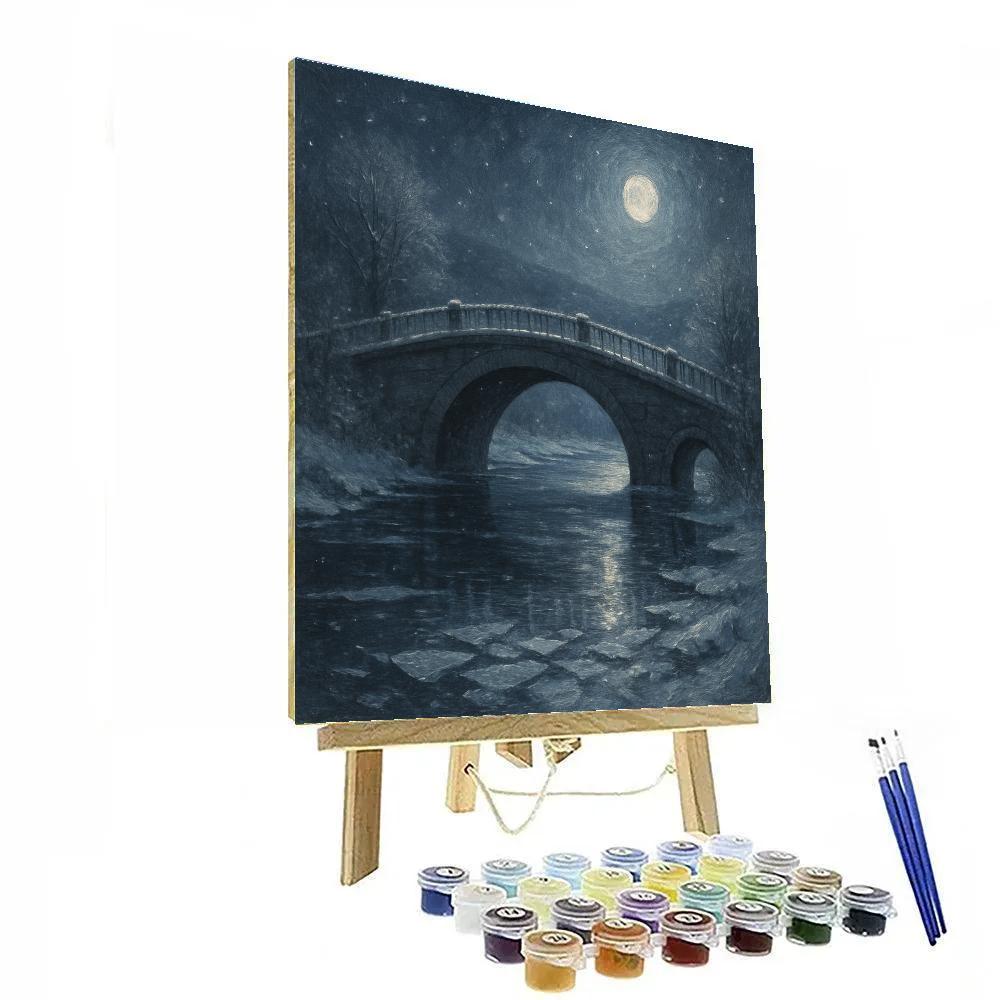 Moonlit Frozen Bridge paint by color