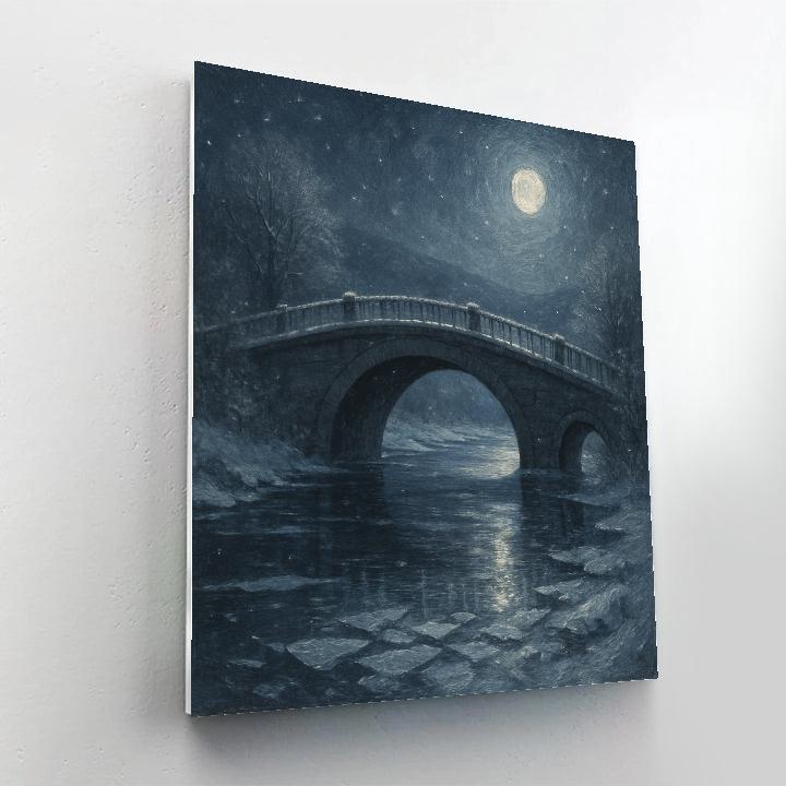 Moonlit Frozen Bridge paint by color