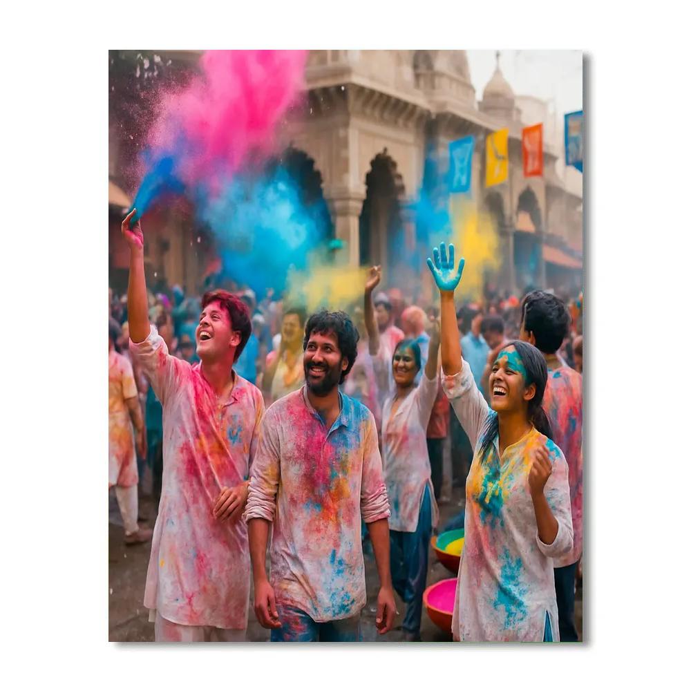Holi Color Parade In Mathura painting number kit
