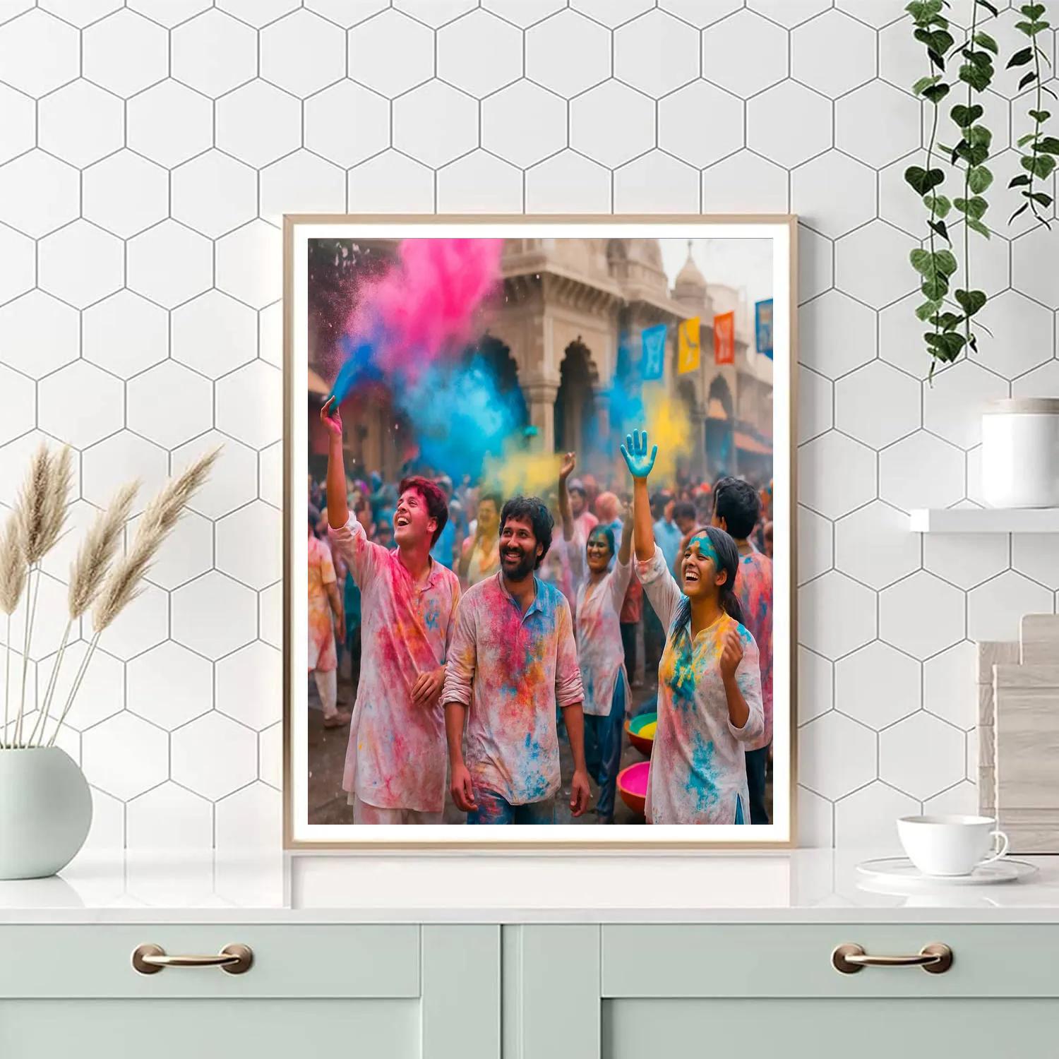 Holi Color Parade In Mathura painting number kit