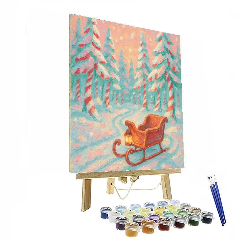 Candy Cane Forest Sleigh Ride Paint by numbers art