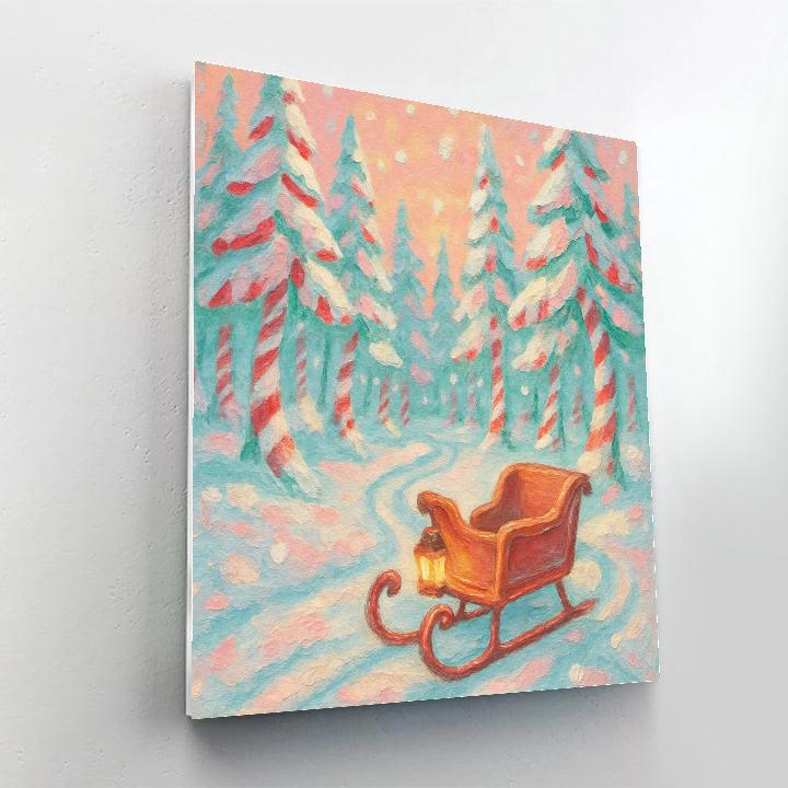 Candy Cane Forest Sleigh Ride Paint by numbers art