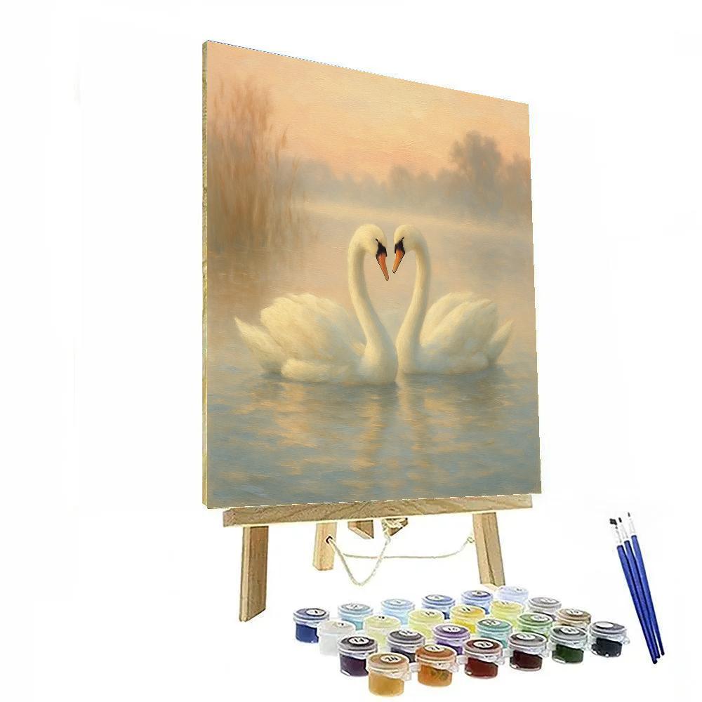 Misty Swan Lake Cozy Dawn DIY paint by numbers