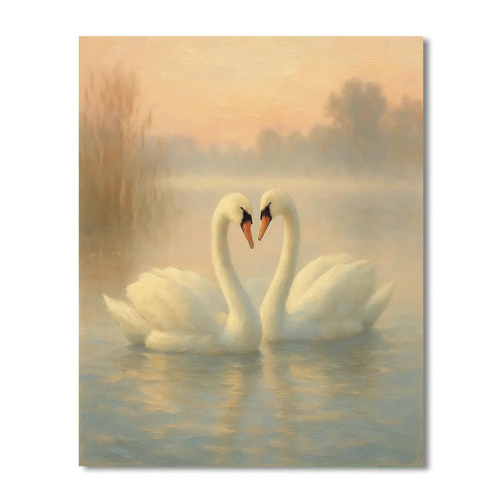 Misty Swan Lake Cozy Dawn DIY paint by numbers