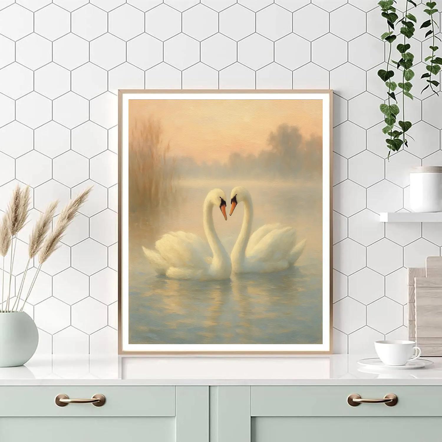Misty Swan Lake Cozy Dawn DIY paint by numbers
