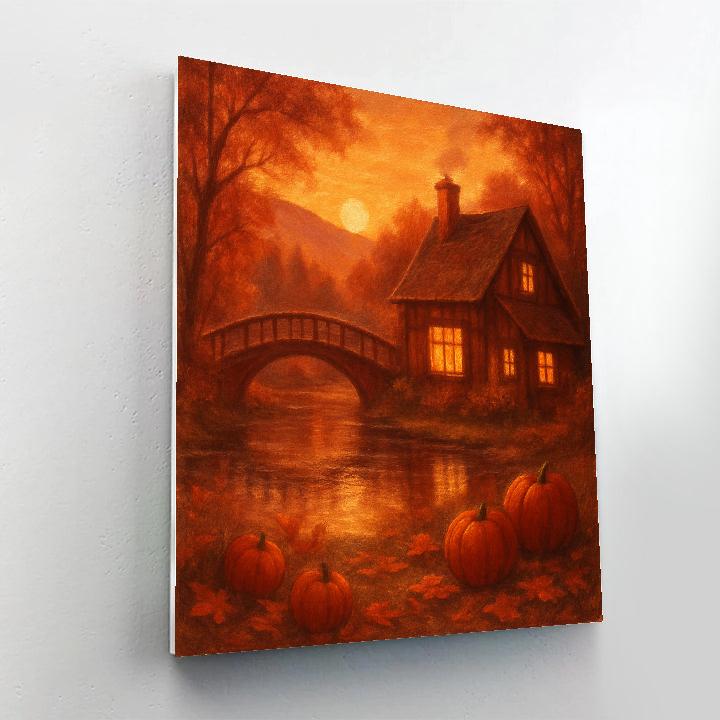 Autumn Streamside Cottage Painting by numbers kit