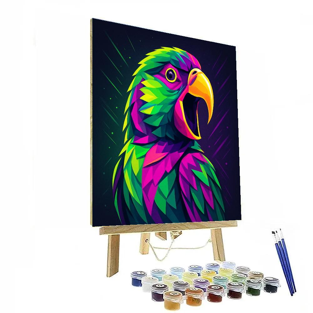 Electric Parrot Portrait Burst DIY paint by numbers