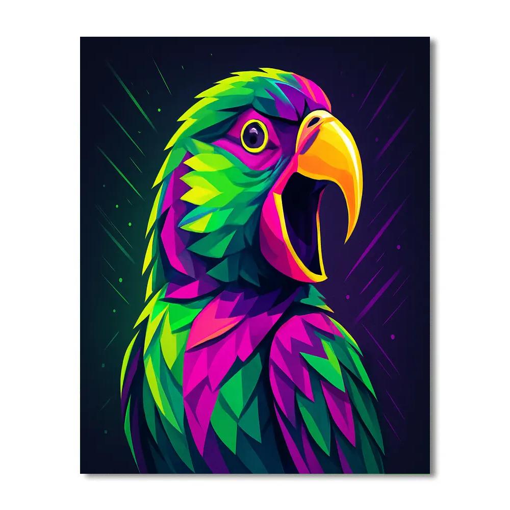 Electric Parrot Portrait Burst DIY paint by numbers