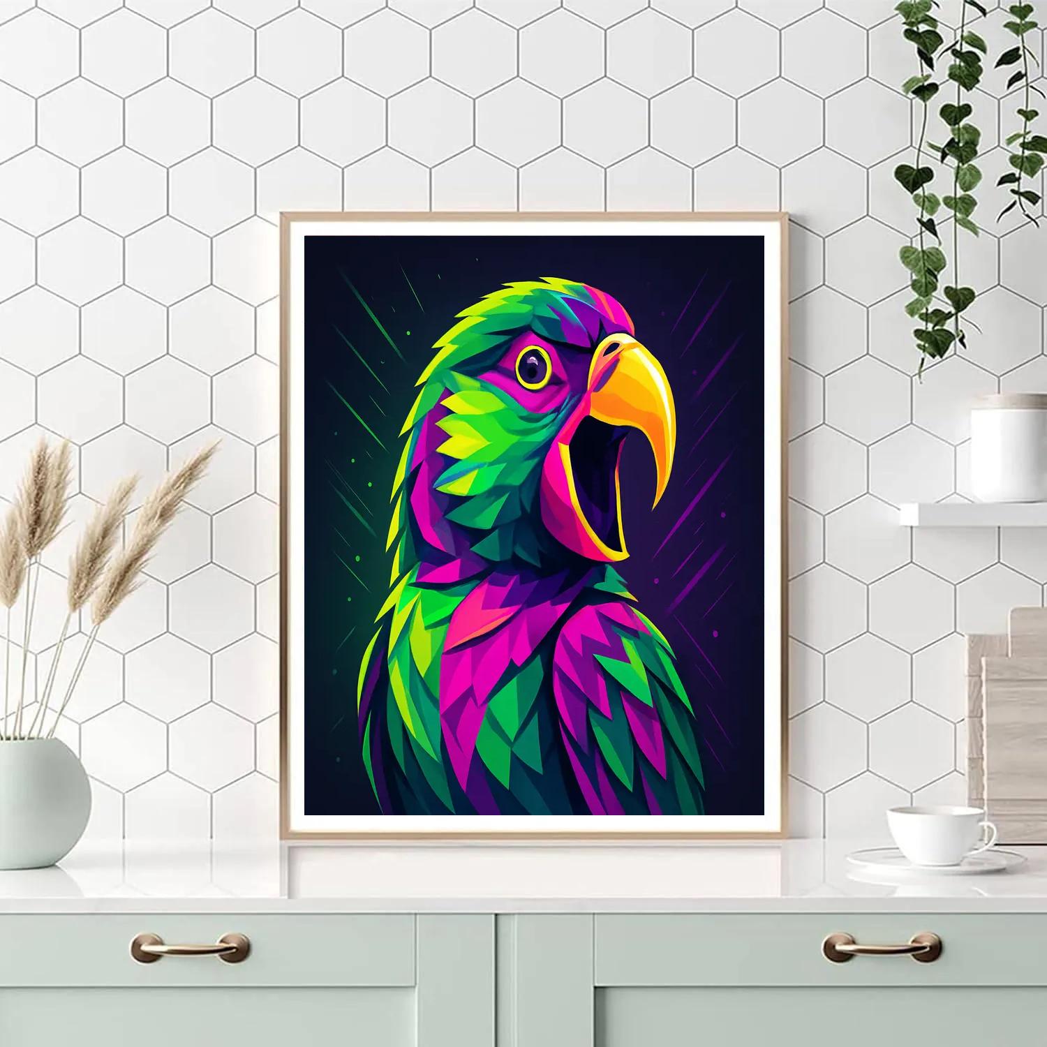 Electric Parrot Portrait Burst DIY paint by numbers
