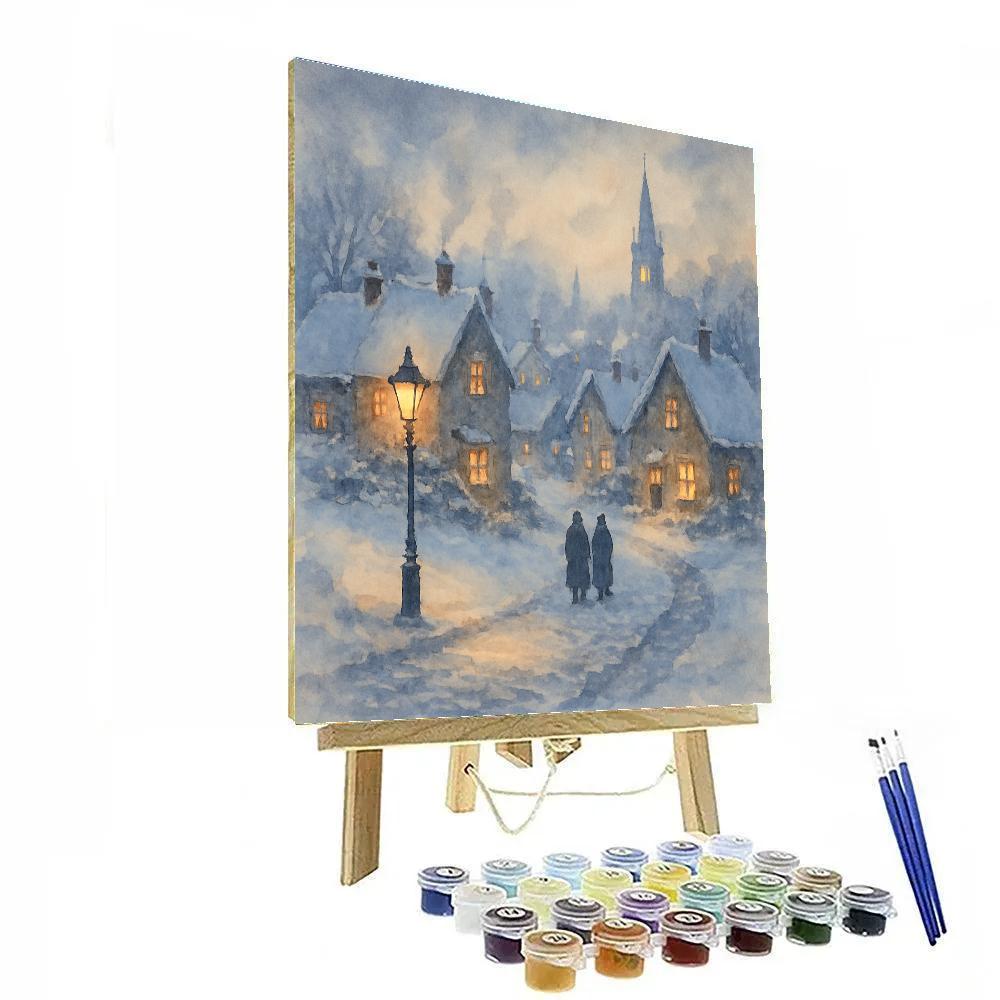 Frosted Village Window Glow Numbered painting kits