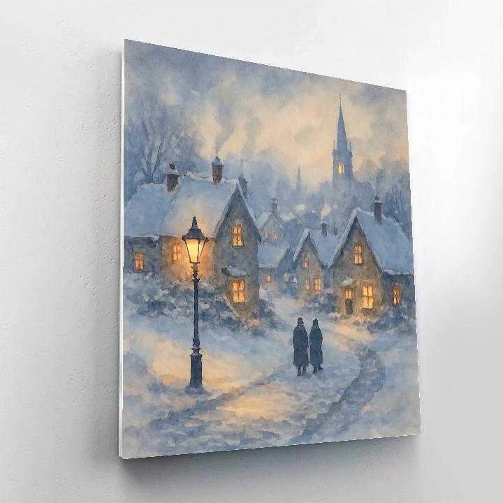 Frosted Village Window Glow Numbered painting kits