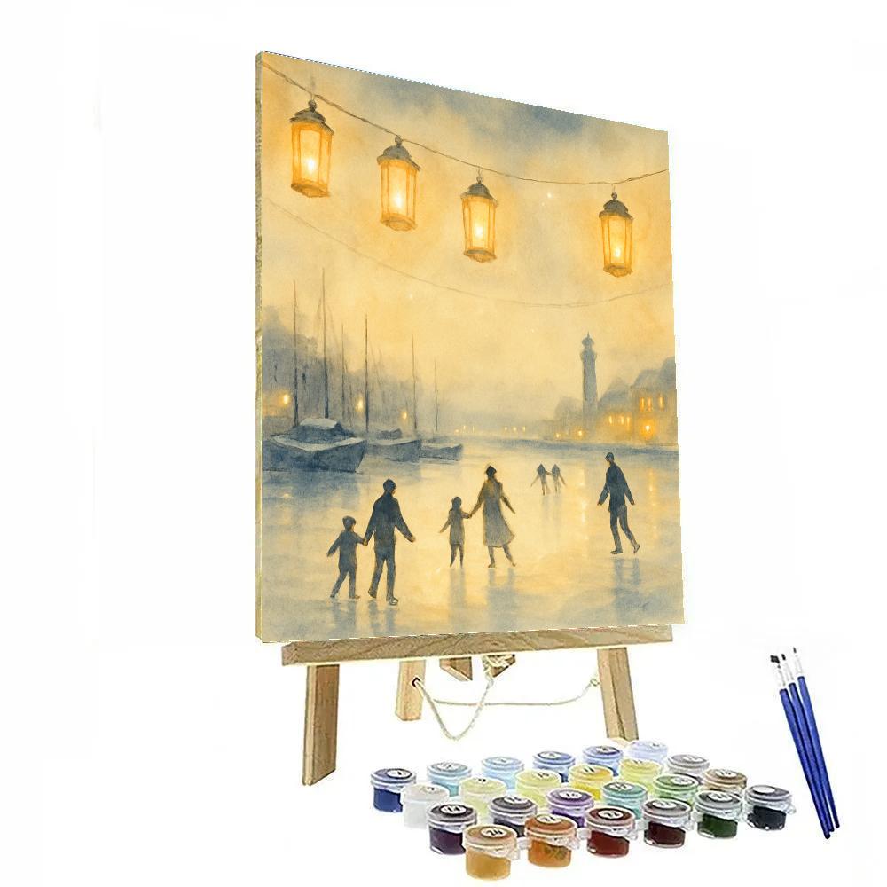 Lanterns Over Frozen Harbor Numbered painting kits