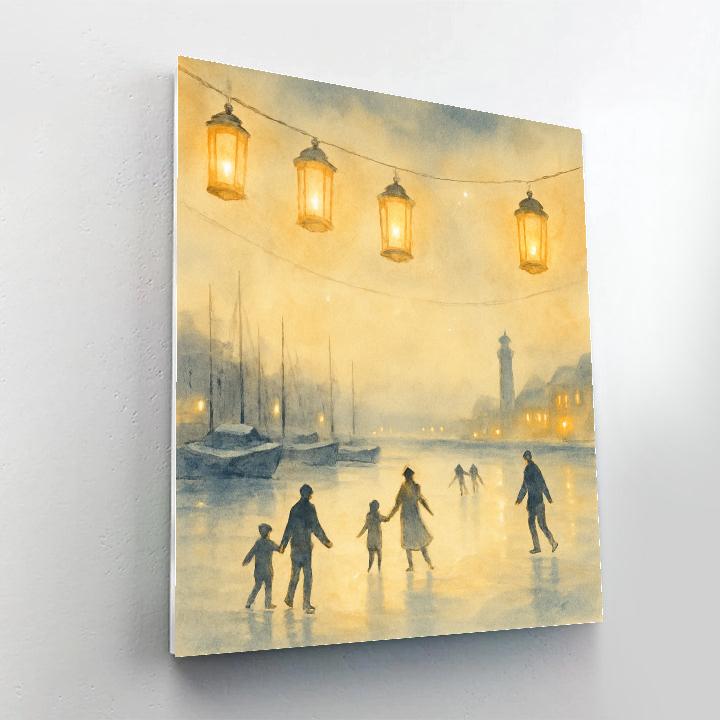 Lanterns Over Frozen Harbor Numbered painting kits