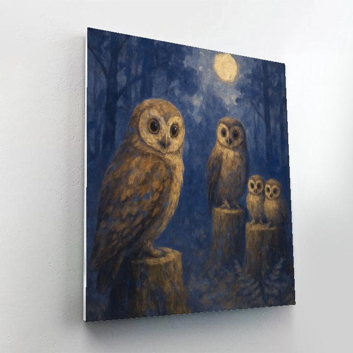 Owls In The Cozy Forest Clearing Paint by numbers art