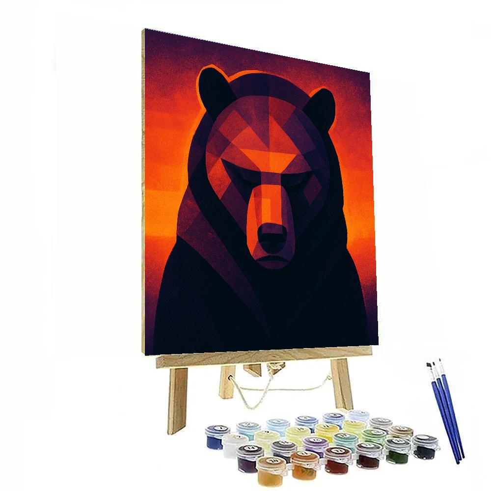 Geometric Bear Of Sunset Blocks paint by color