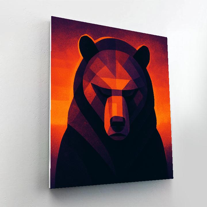 Geometric Bear Of Sunset Blocks paint by color