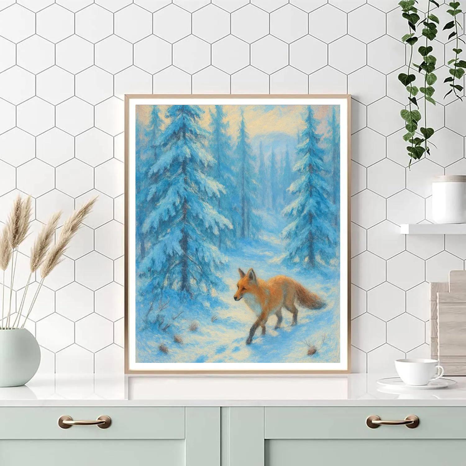 Fox Trail Through Blue Pines Paint by numbers kits