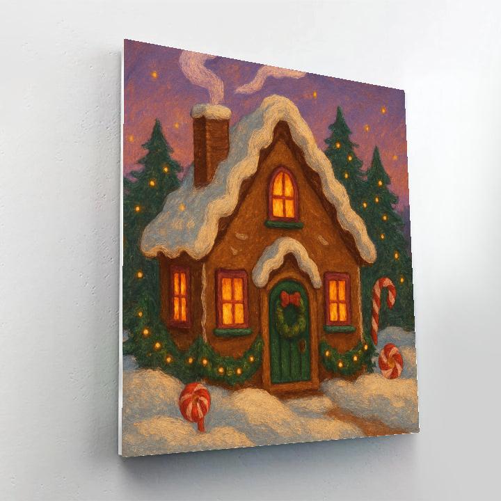 Gingerbread Cottage At Dusk Numbered painting kits