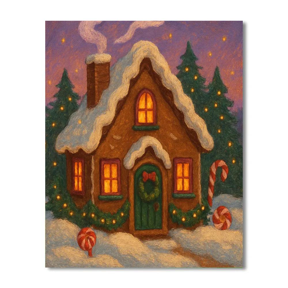 Gingerbread Cottage At Dusk Numbered painting kits