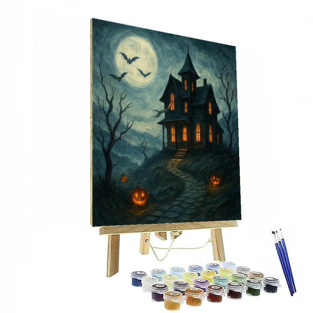 Moonlit Manor On The Ridge paint by color