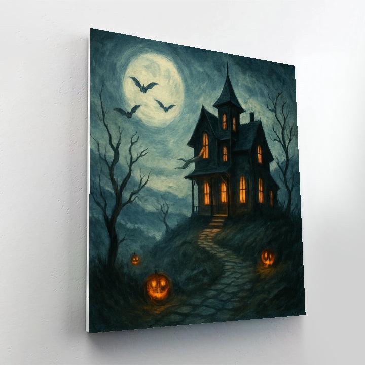 Moonlit Manor On The Ridge paint by color