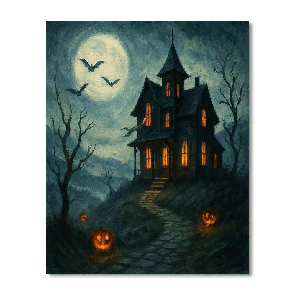 Moonlit Manor On The Ridge paint by color