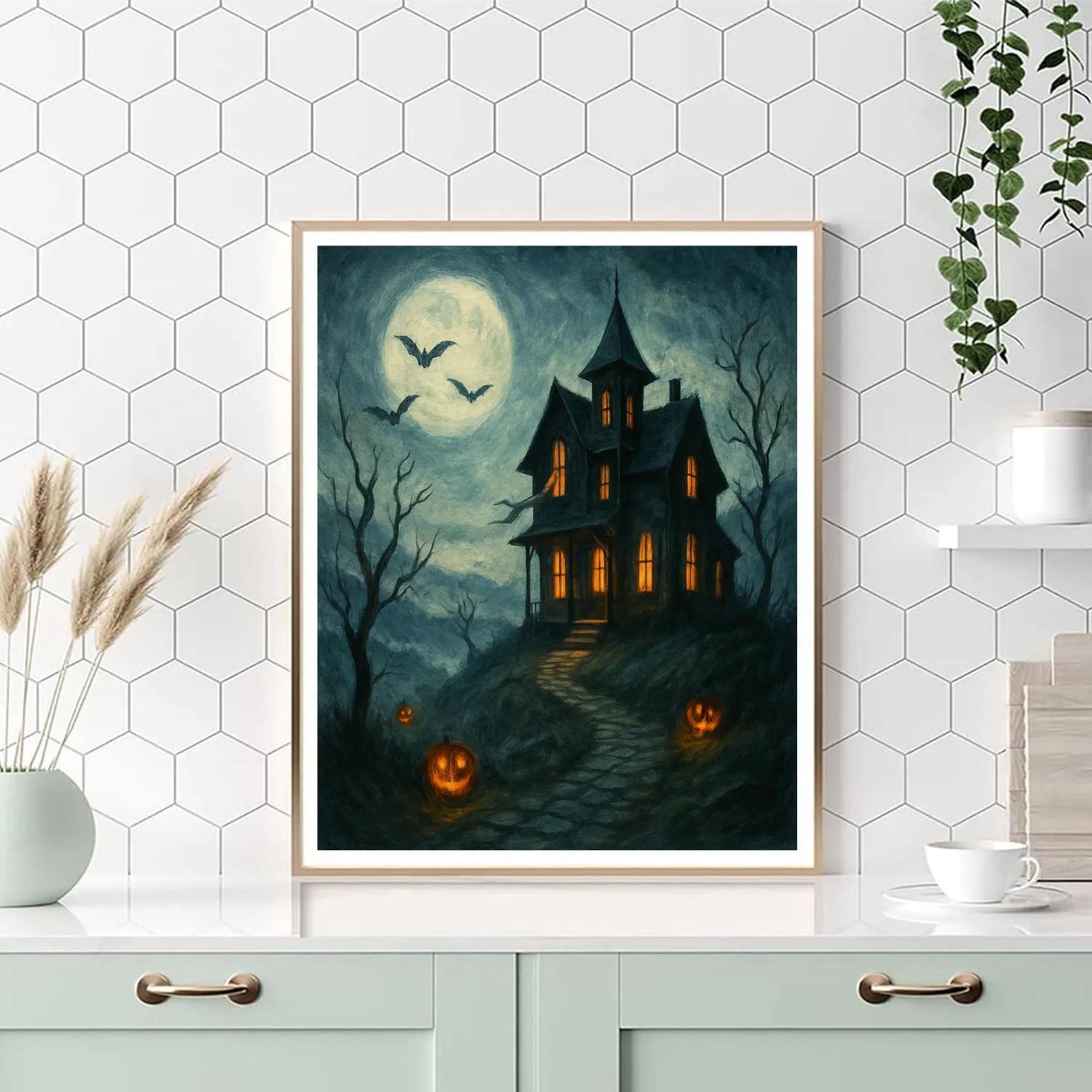 Moonlit Manor On The Ridge paint by color