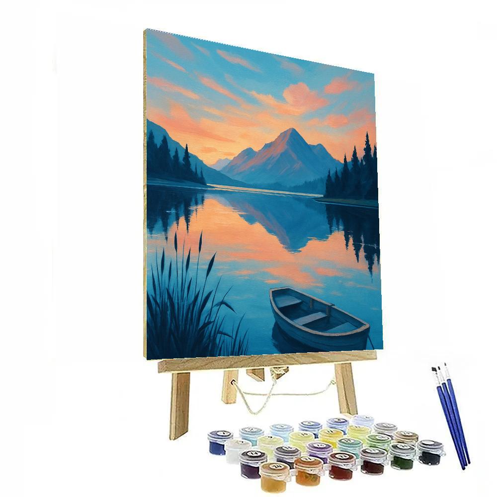 Sunset Over Glass Lake paint by number