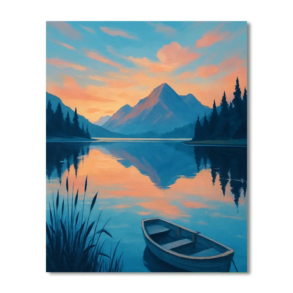 Sunset Over Glass Lake paint by number