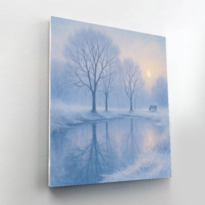 Winter Stillness At Frosted Pond paint by number