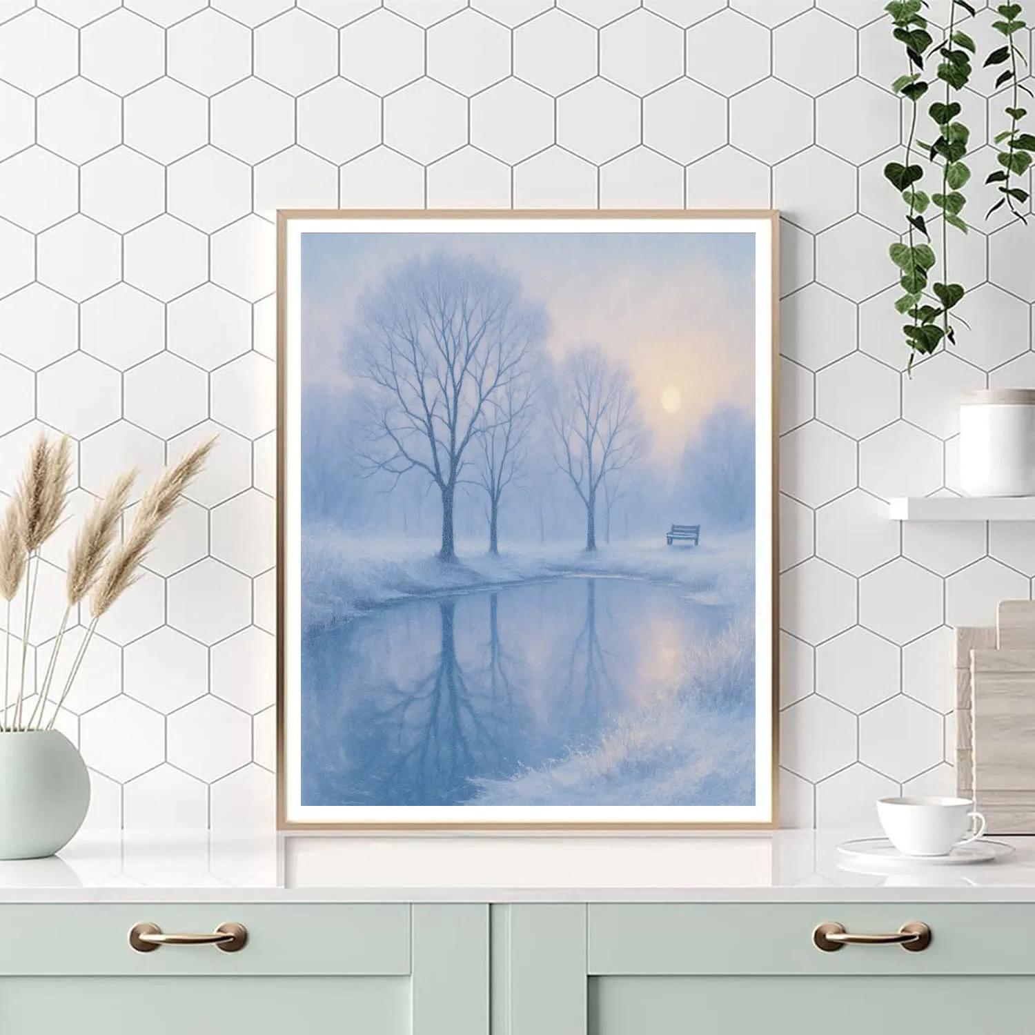 Winter Stillness At Frosted Pond paint by number