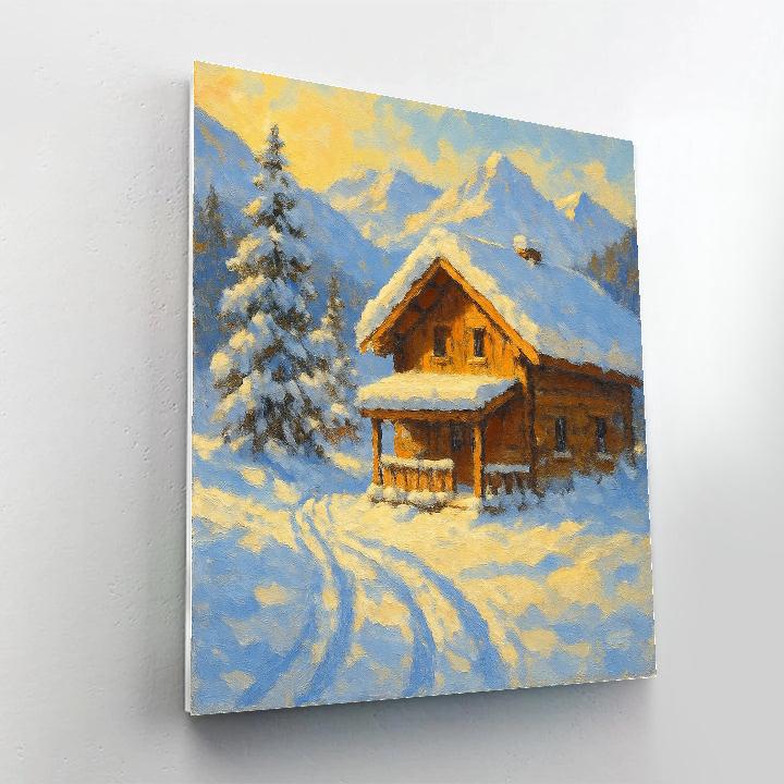 Sunlit Mountain Chalet Painting by numbers kit