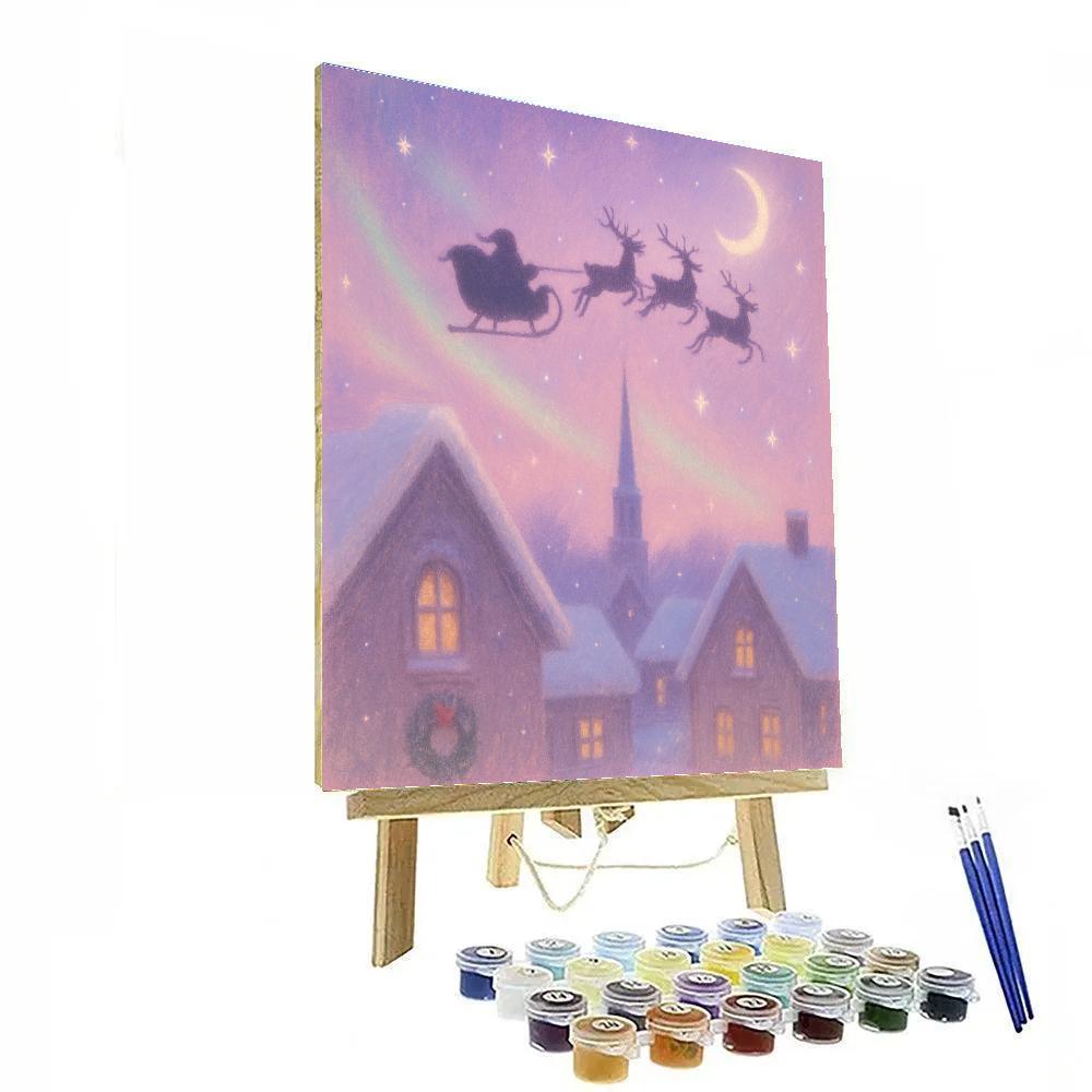 Starry Sleigh Over Paper Town Numbered painting kits