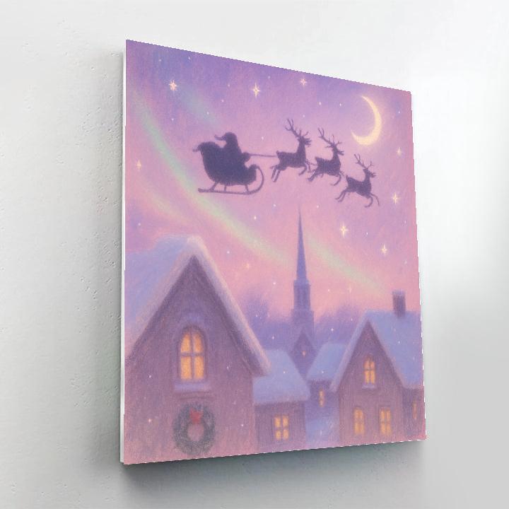 Starry Sleigh Over Paper Town Numbered painting kits