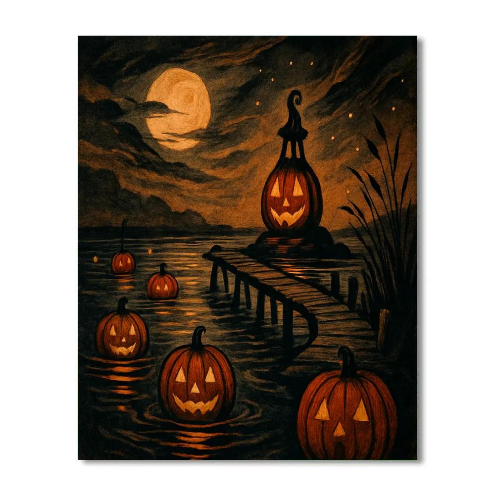 Pumpkin Harbor At Dusk paint by numbers