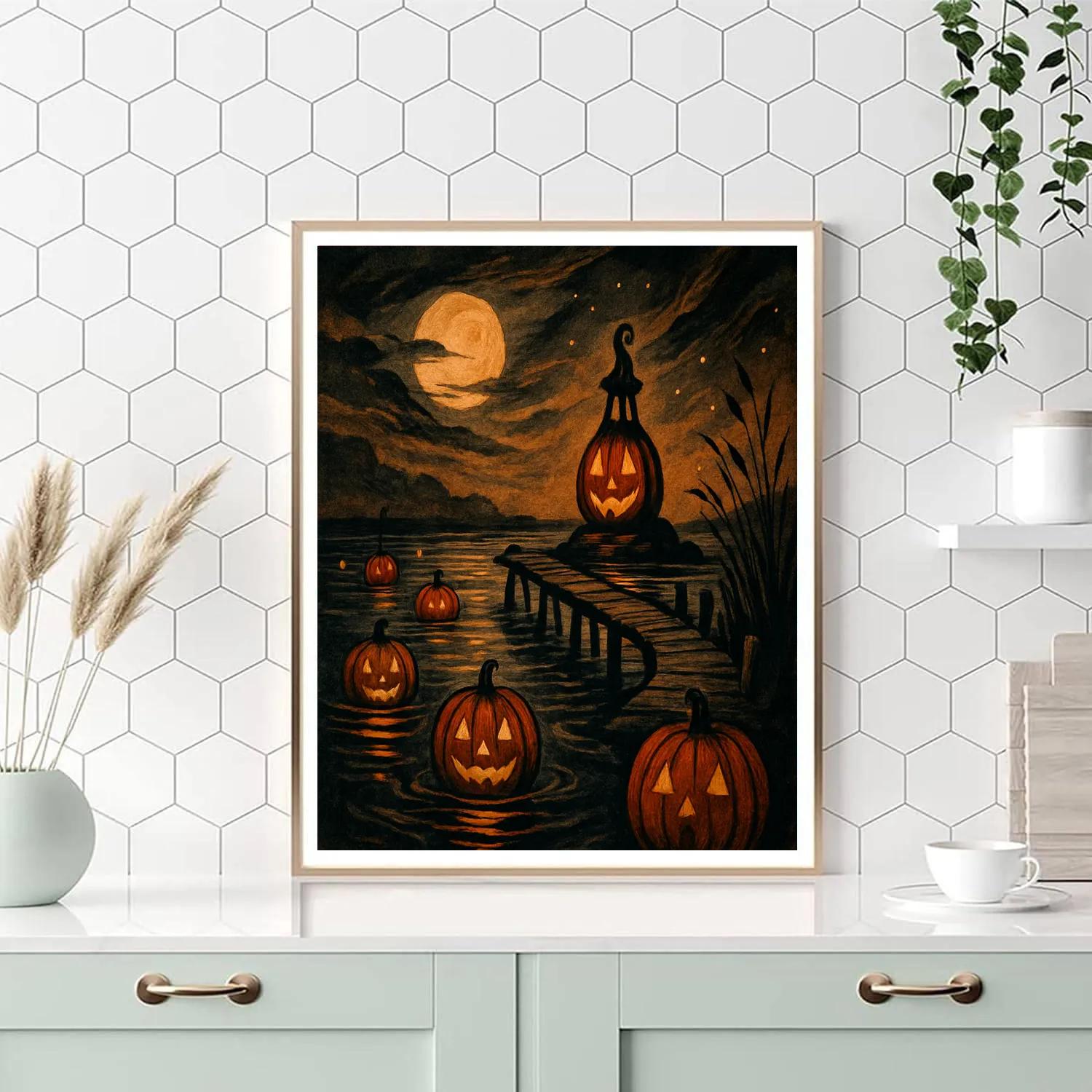 Pumpkin Harbor At Dusk paint by numbers