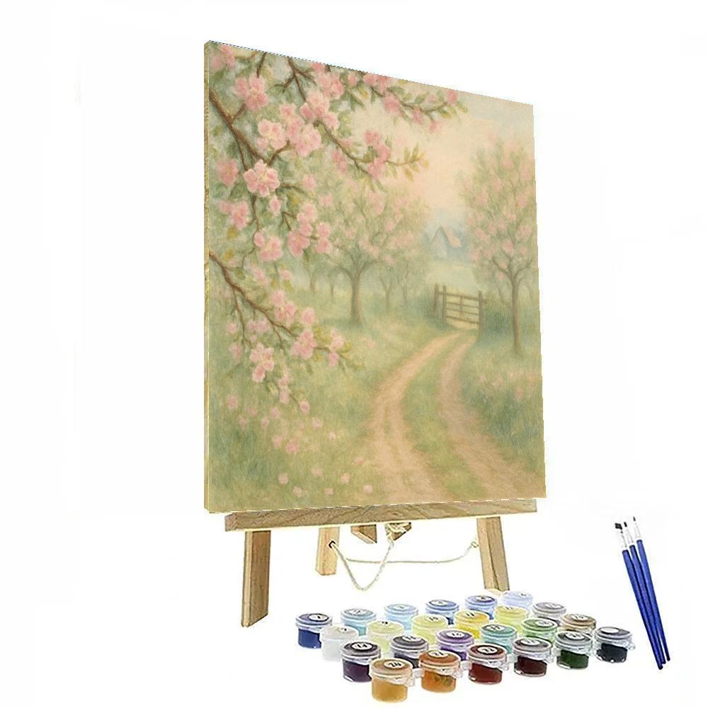 Hidden Orchard In Spring Mist paint by color