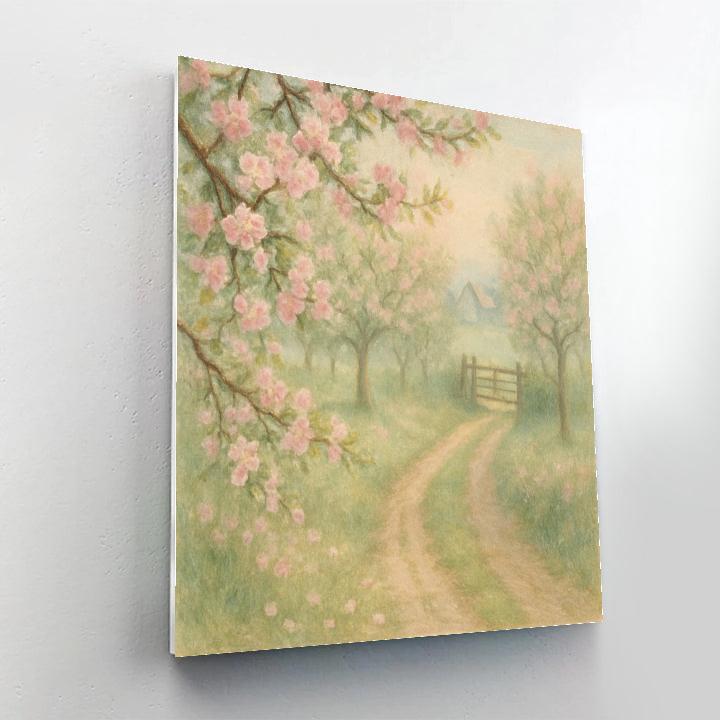 Hidden Orchard In Spring Mist paint by color
