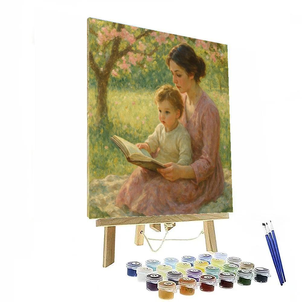 Mother And Child Reading Garden DIY paint by numbers