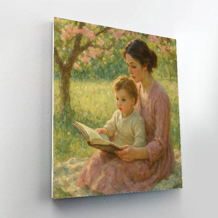 Mother And Child Reading Garden DIY paint by numbers