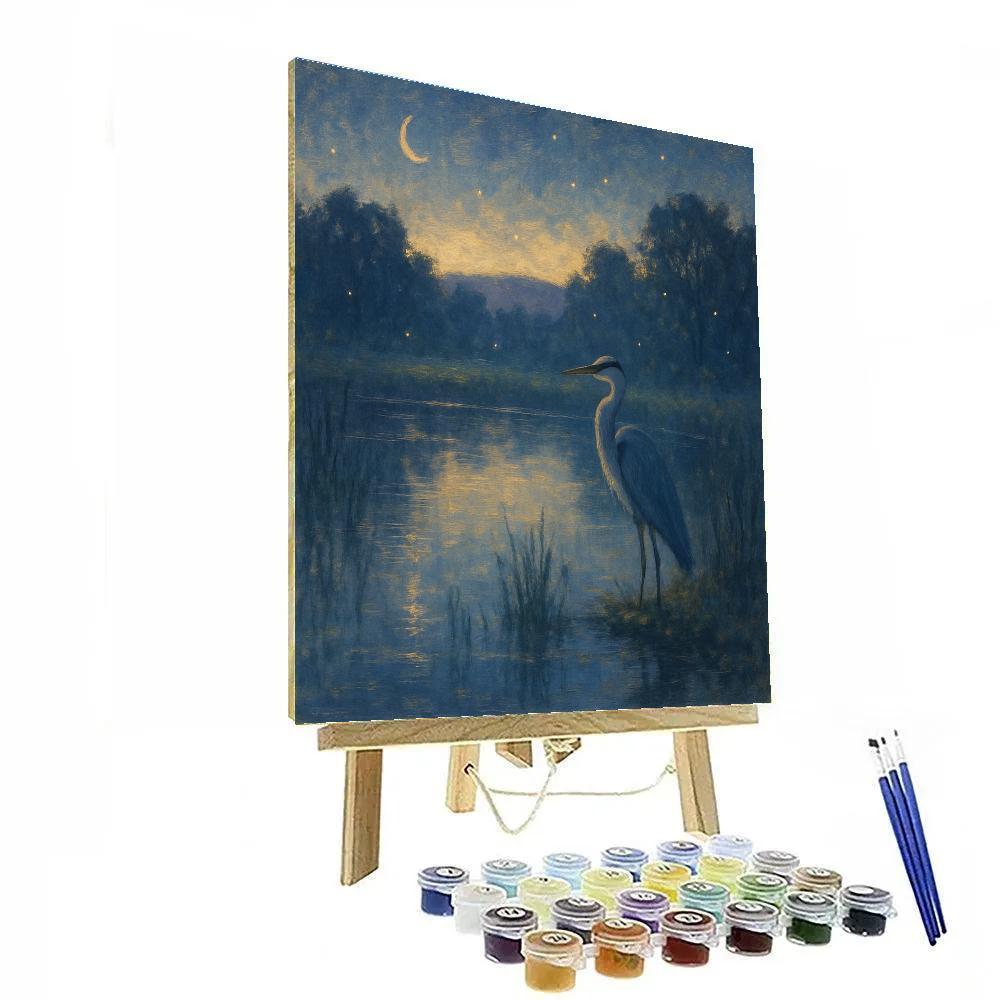 Twilight Heron By Glassy Marsh Paint by numbers art