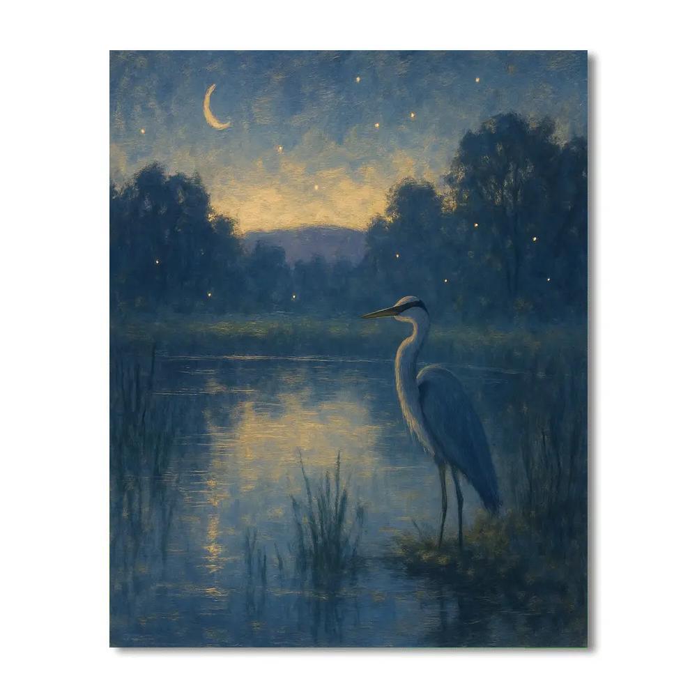 Twilight Heron By Glassy Marsh Paint by numbers art