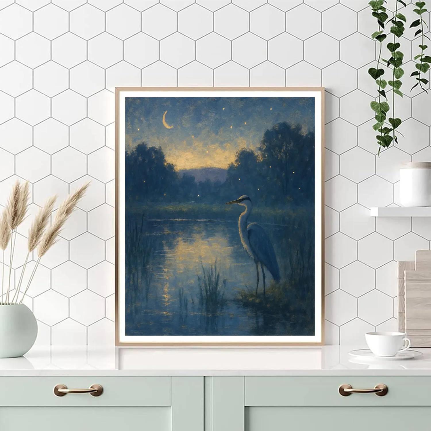 Twilight Heron By Glassy Marsh Paint by numbers art