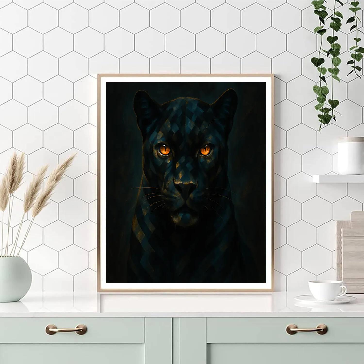 Panther In Luminous Geo Shadow painting number kit