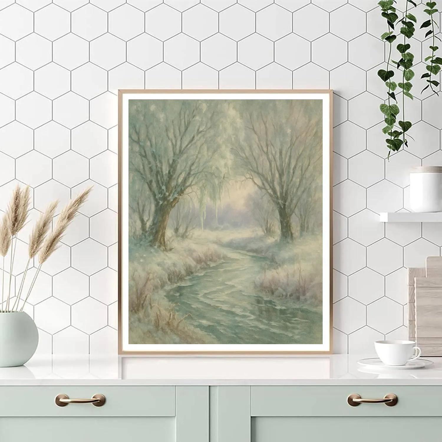 Willow Creek Winter Stream Number painting