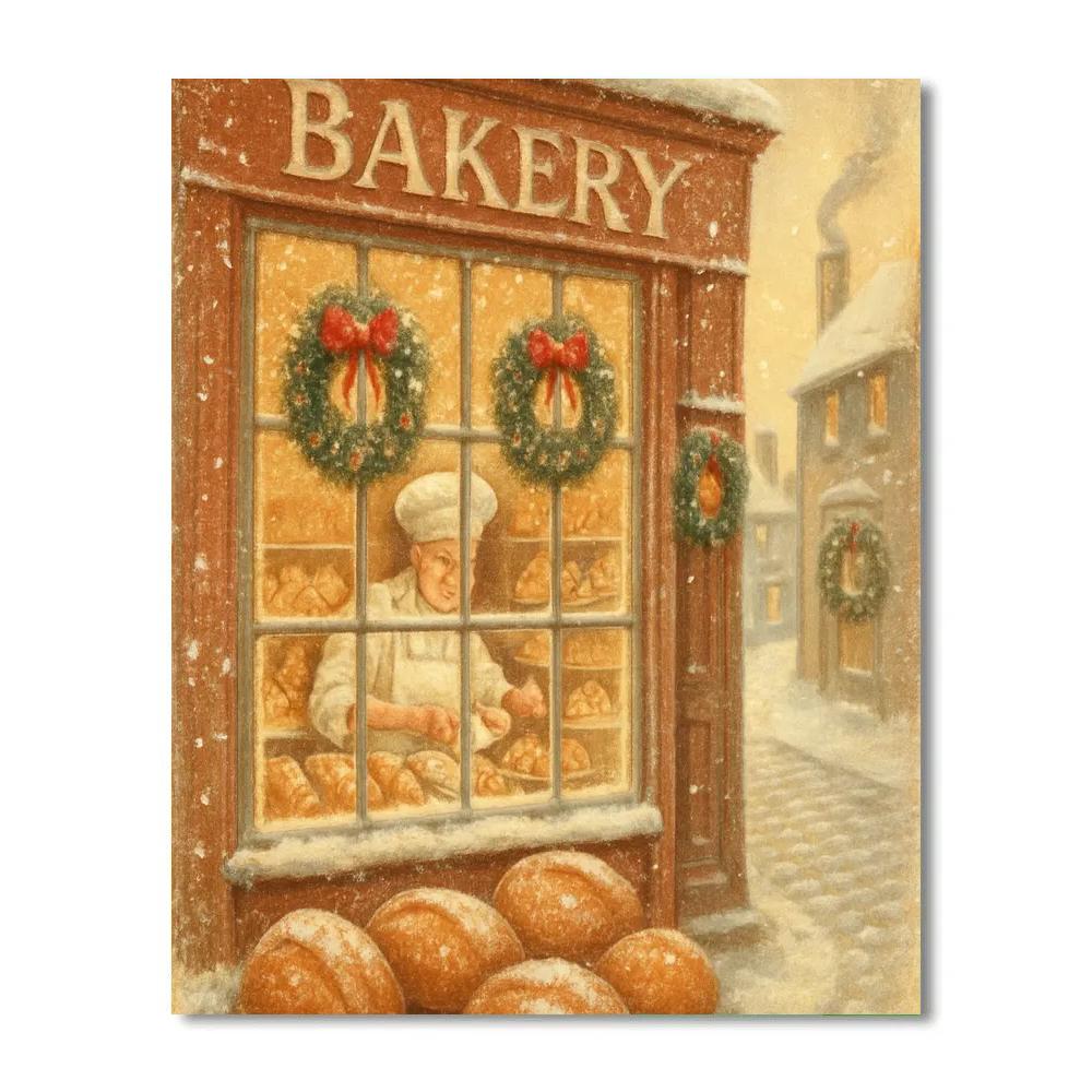 Frosted Window Bakery Morning paint by number