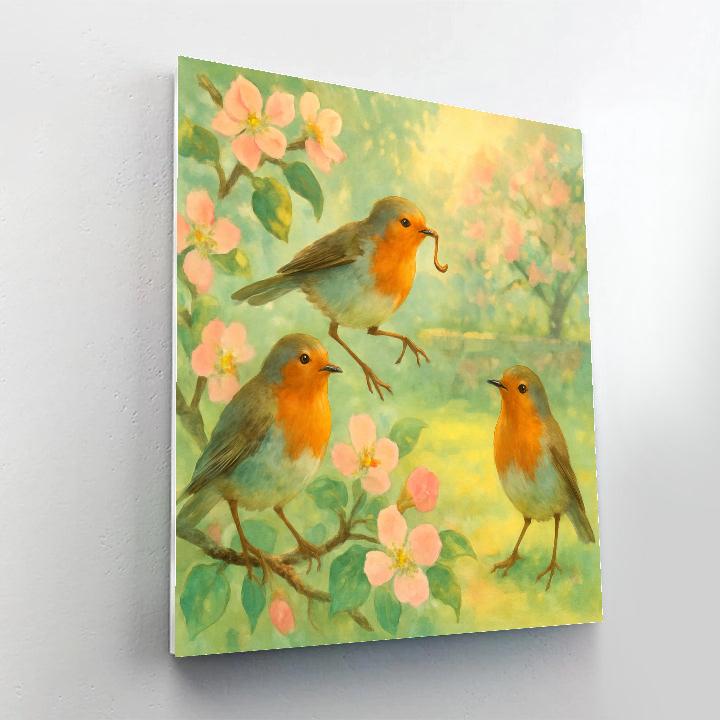 Robins In A Cozy Spring Garden Painting by numbers kit