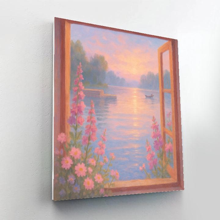 Sunlit Forest Lake Window paint by number