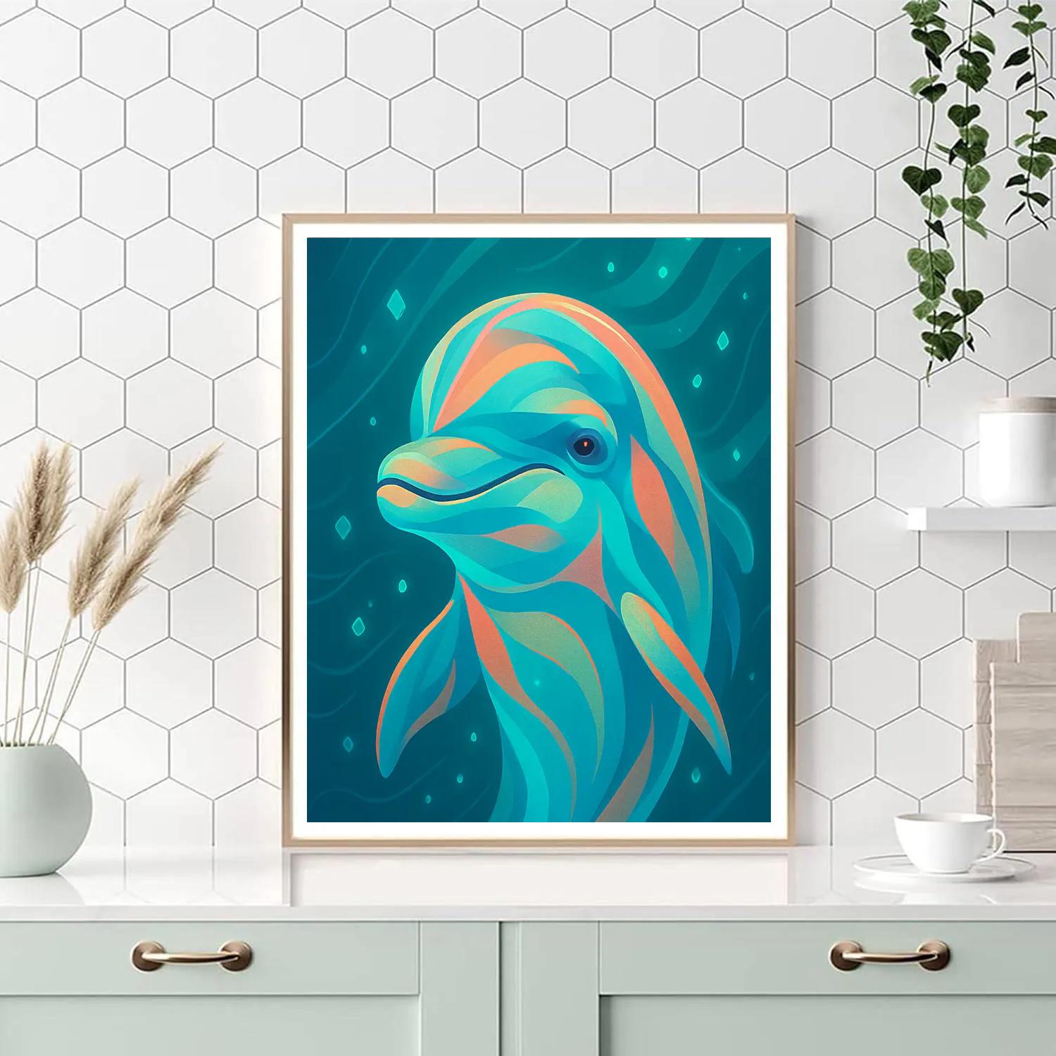 Dolphin Aurora Motion Portrait Numbered painting kits