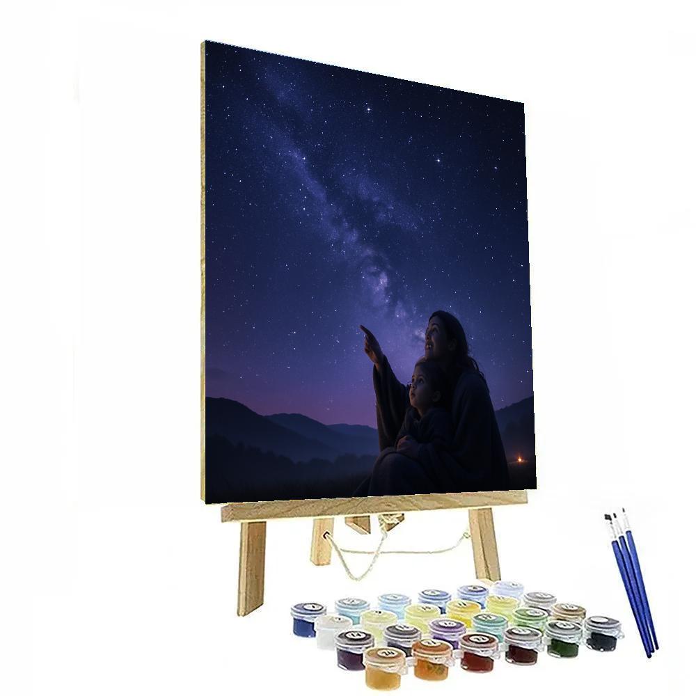 Mother And Child Stargazing Night painting number kit
